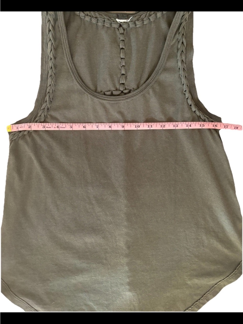 We the Free Women’s Braided-Trim Tank Top - Olive Green Medium *see measurements - Picture 5 of 7